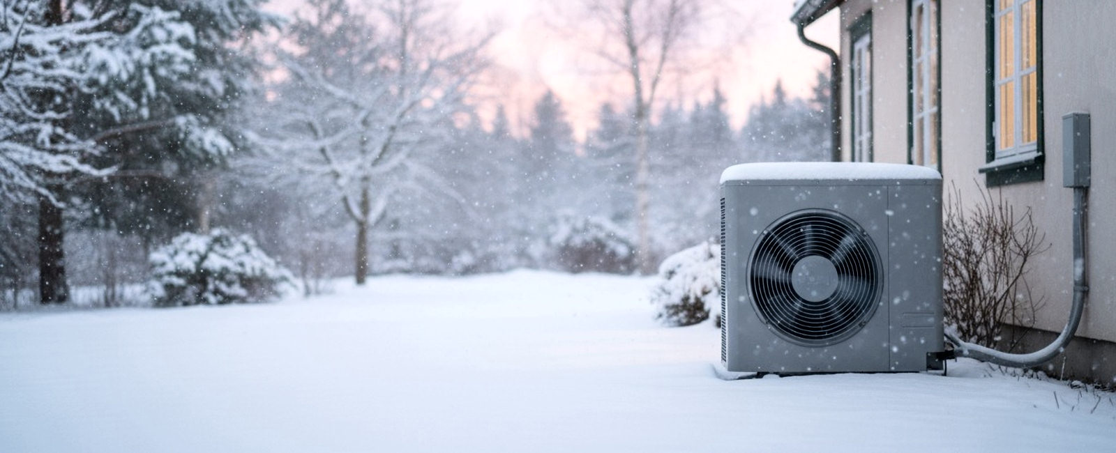 Heat pump working in a UK winter garden